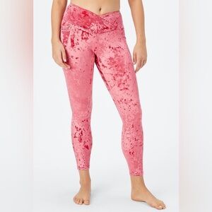 Fabletics Womens Crushed Velour Crossover Leggings in Strawberry Red Size 2X